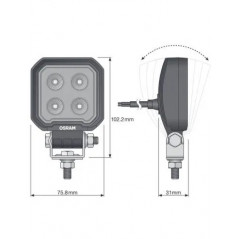 Faro LED cuadrado de trabajo OSRAM VX80-WD 12W 12/24V - FYVAR 4x4