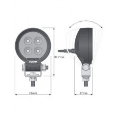 Faro LED redondo de trabajo OSRAM VX80-WD  12W 12/24V - FYVAR 4x4