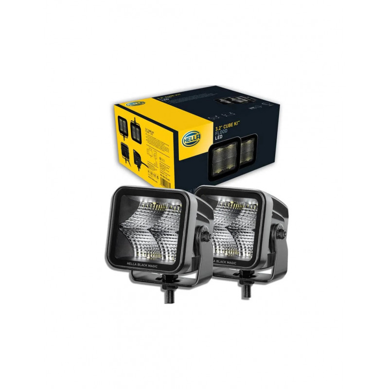 Faro LED Cuadrado de trabajo HELLA Black Magic Cube 3,2" 40W 12/24V Pack 2 Unidades