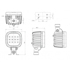 Faro LED cuadrado de trabajo WAS 1208 60W 12/24V