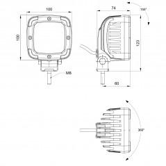 Faro LED cuadrado de trabajo FRISTOM FT-360 38W 12/24V - FYVAR 4x4