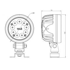 Faro LED redondo de trabajo WAS 1154 66W 12/24V - FYVAR 4x4