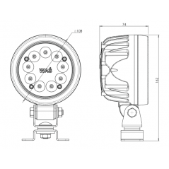 Faro LED redondo de trabajo WAS 1153 66W 12/24V - FYVAR 4x4