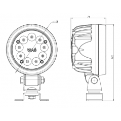 Faro LED redondo de trabajo WAS 1211 47,5W 12/24V - FYVAR 4x4