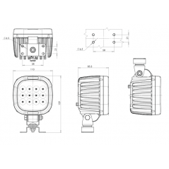 Faro LED cuadrado de trabajo WAS 1207 60W 12/24V - FYVAR 4x4