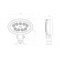 Faro LED Ovalado de trabajo WAS 1308 37W 12/24V - FYVAR 4x4