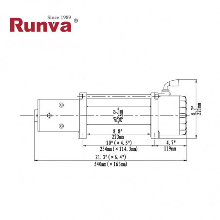 Runva EWX9500UW-12V 4.309kg - 9.500lb Cable acero