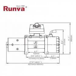 Runva EWX9500SG2-12V 4.309kg - 9.500lb Tambor corto, Cable sintético (Plasma) (Color gris)