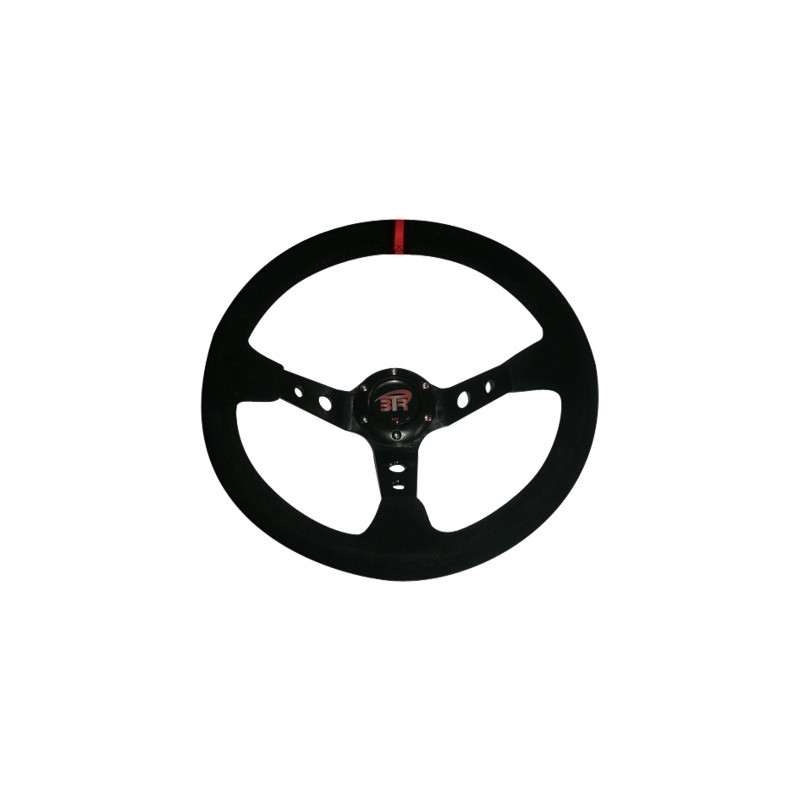 Volante BTR WRC3 piel vuelta Negro/Negro Costura Roja 350mm