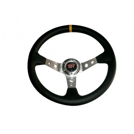 Volante BTR WRC3 piel lisa Negro/Plata 350mm - FYVAR 4x4