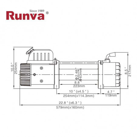 Runva EWX12000UW-12V 5.443kg - 12.000lb Cable de acero