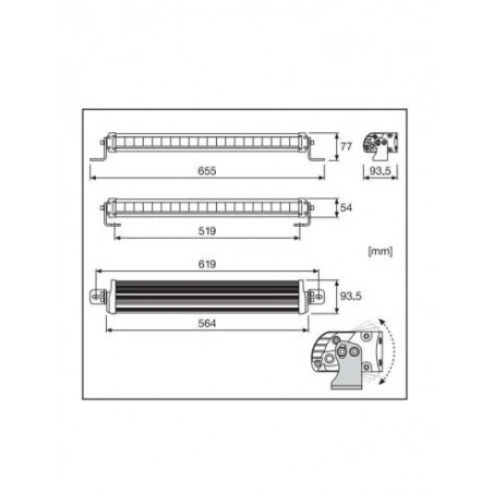 Barra LED homologada OSRAM FX500-CB SM 56,4cm 70W 12/24V