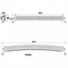 Barra LED de trabajo curva 247 Lighting 32" 144W  12/24V