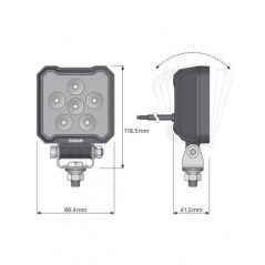 Faro LED cuadrado de trabajo OSRAM VX100-WD 20W 12/24V - FYVAR 4x4